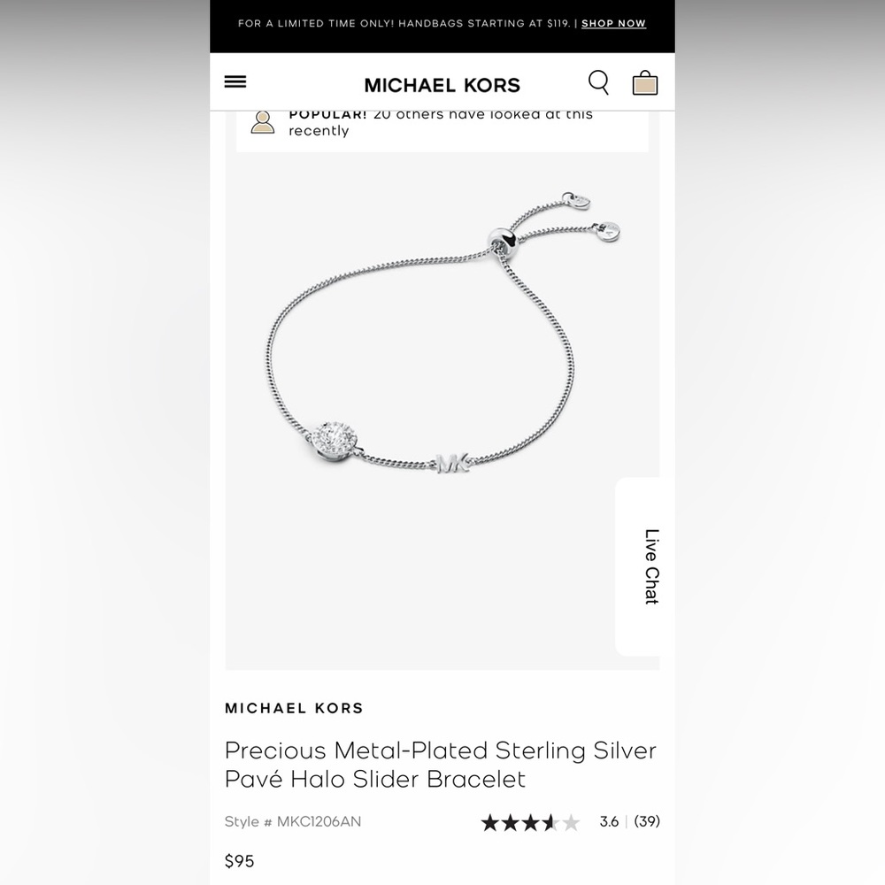 Michael Kors Sterling Silver Pavé Halo Slider Bracelet
